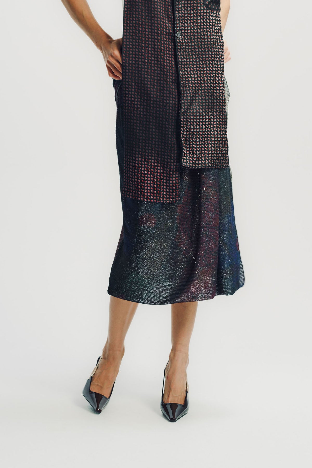 Maison Margiela | Printed Paillettes Draped Maxi Skirt