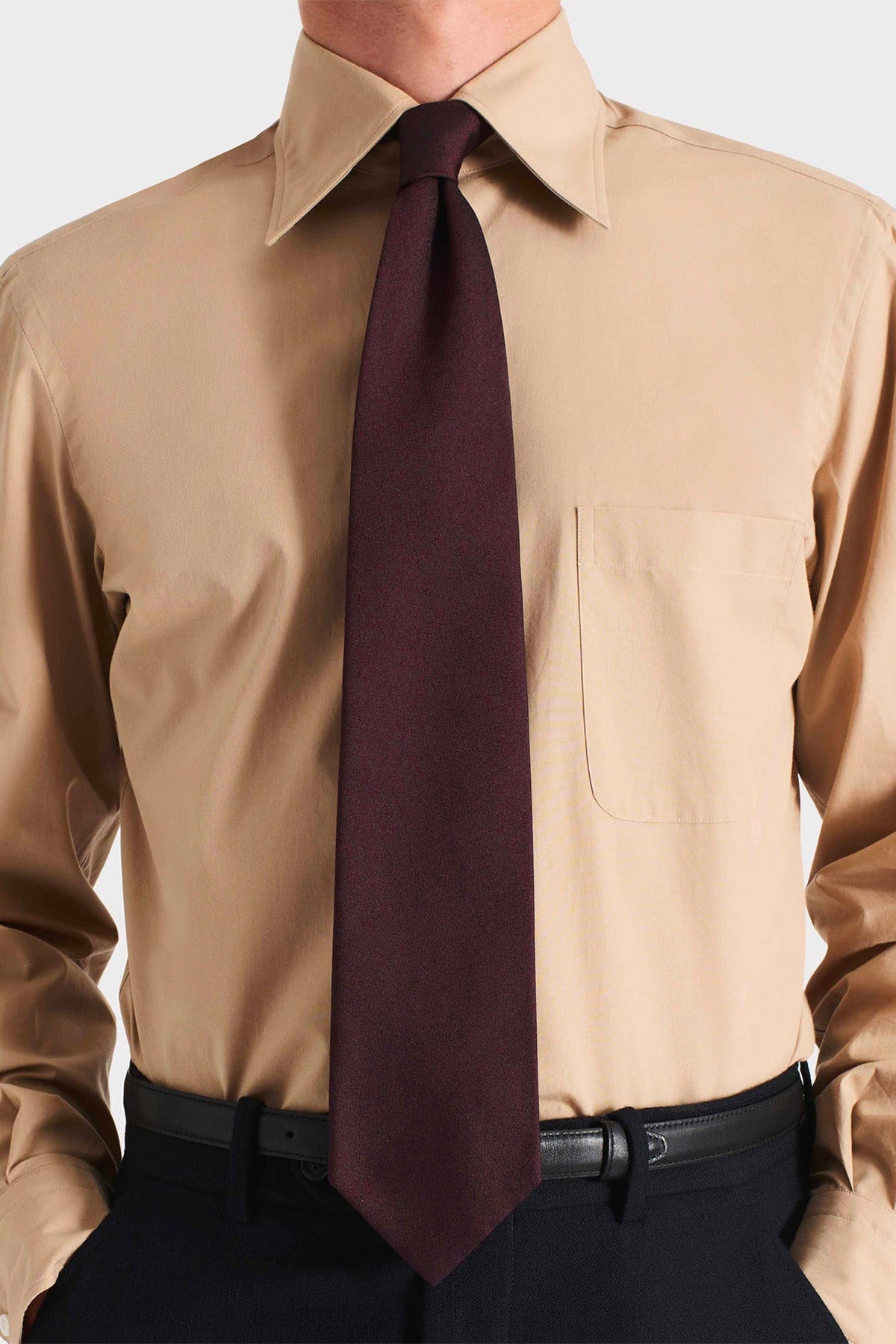 HUSBANDS | Tie In Burgundy Silk Sable