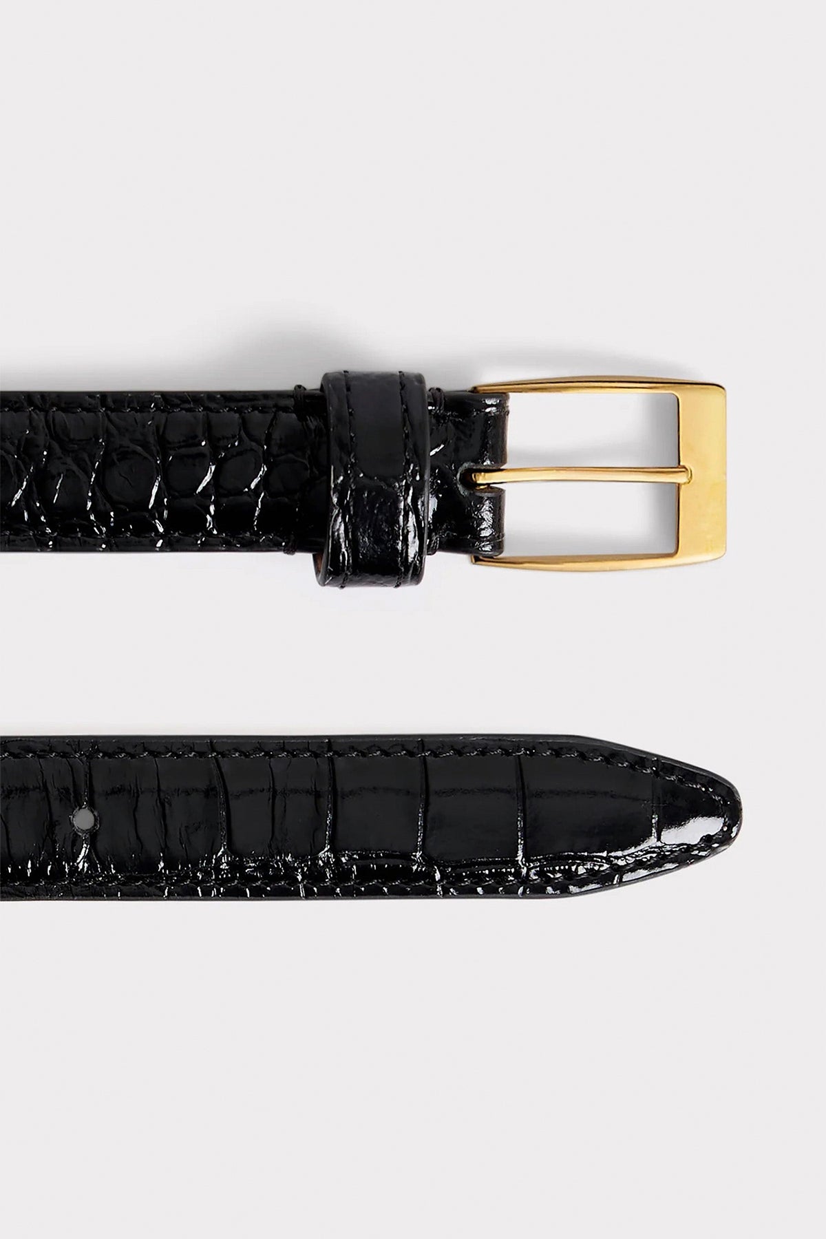 HUSBANDS | Thin Belt In Black Embossed Calf Leather