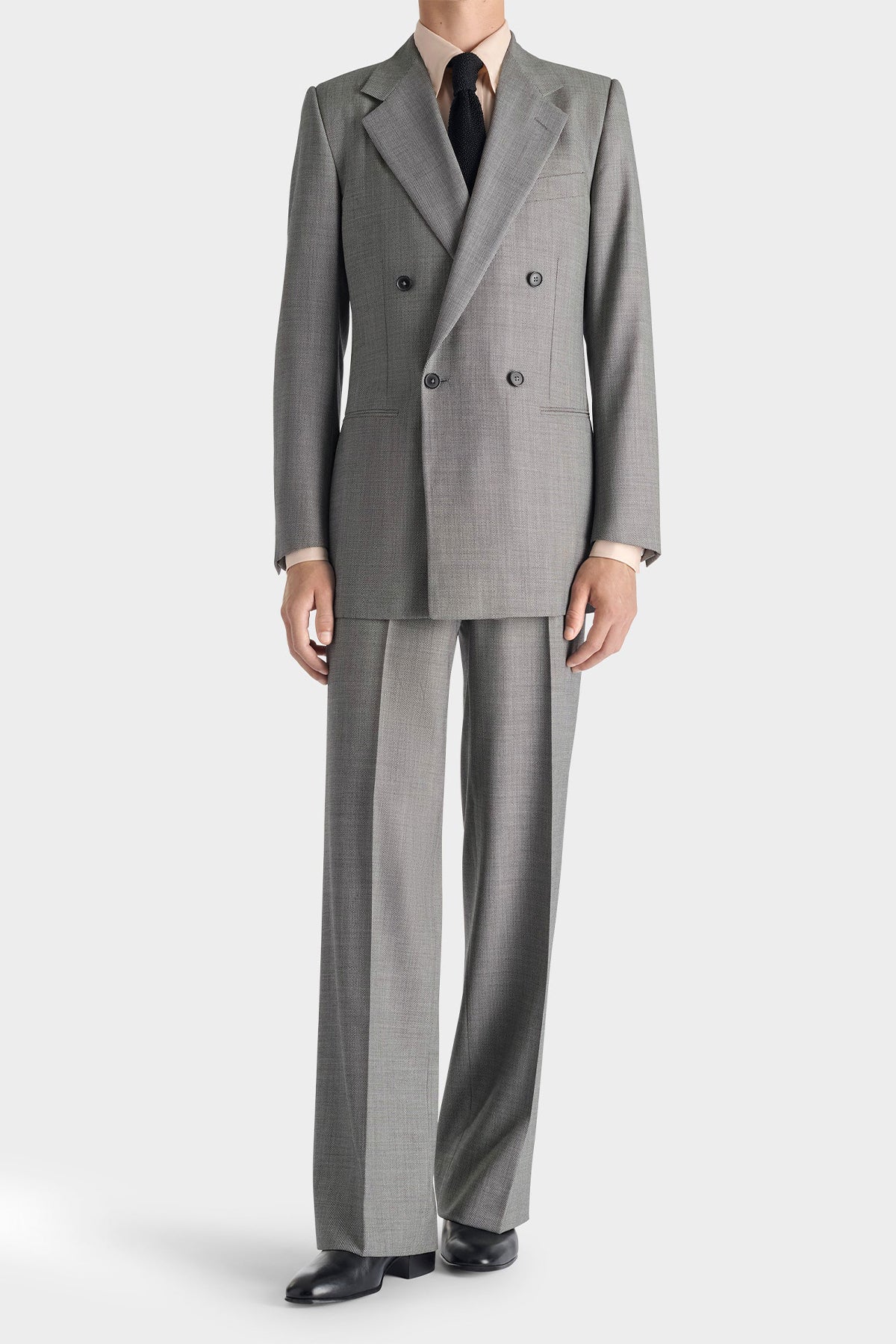 Husbands Paris | Double-Breasted Jacket in Wool Birdseye - Black and White