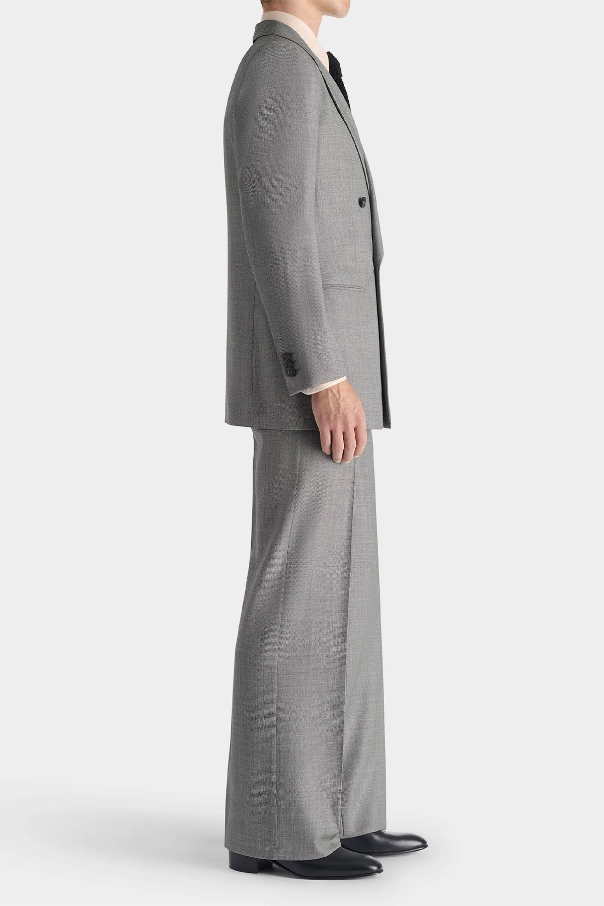 Husbands Paris | Wide Trousers in Wool Birdseye - Black and White