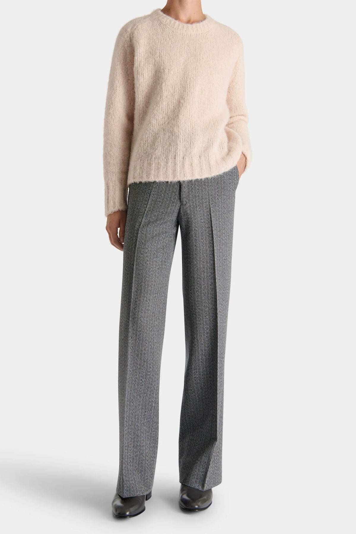 Husbands Paris | Crewneck Sweater in Brushed Superfine Alpaca Blend - Cream