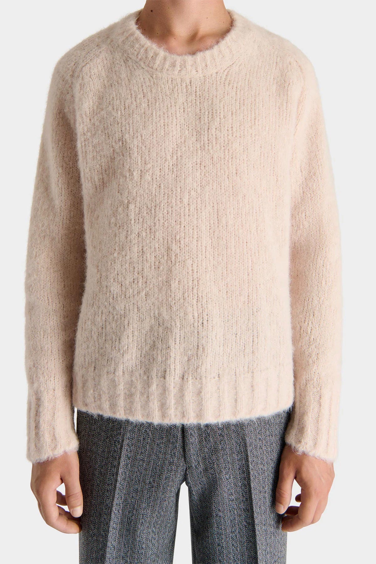 Husbands Paris | Crewneck Sweater in Brushed Superfine Alpaca Blend - Cream