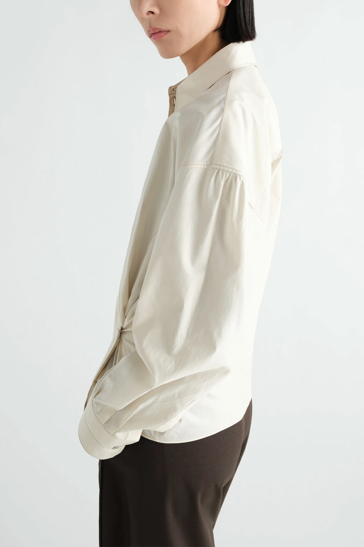 Lemaire | Straight Collar Twisted Shirt in Washed Cotton Silk