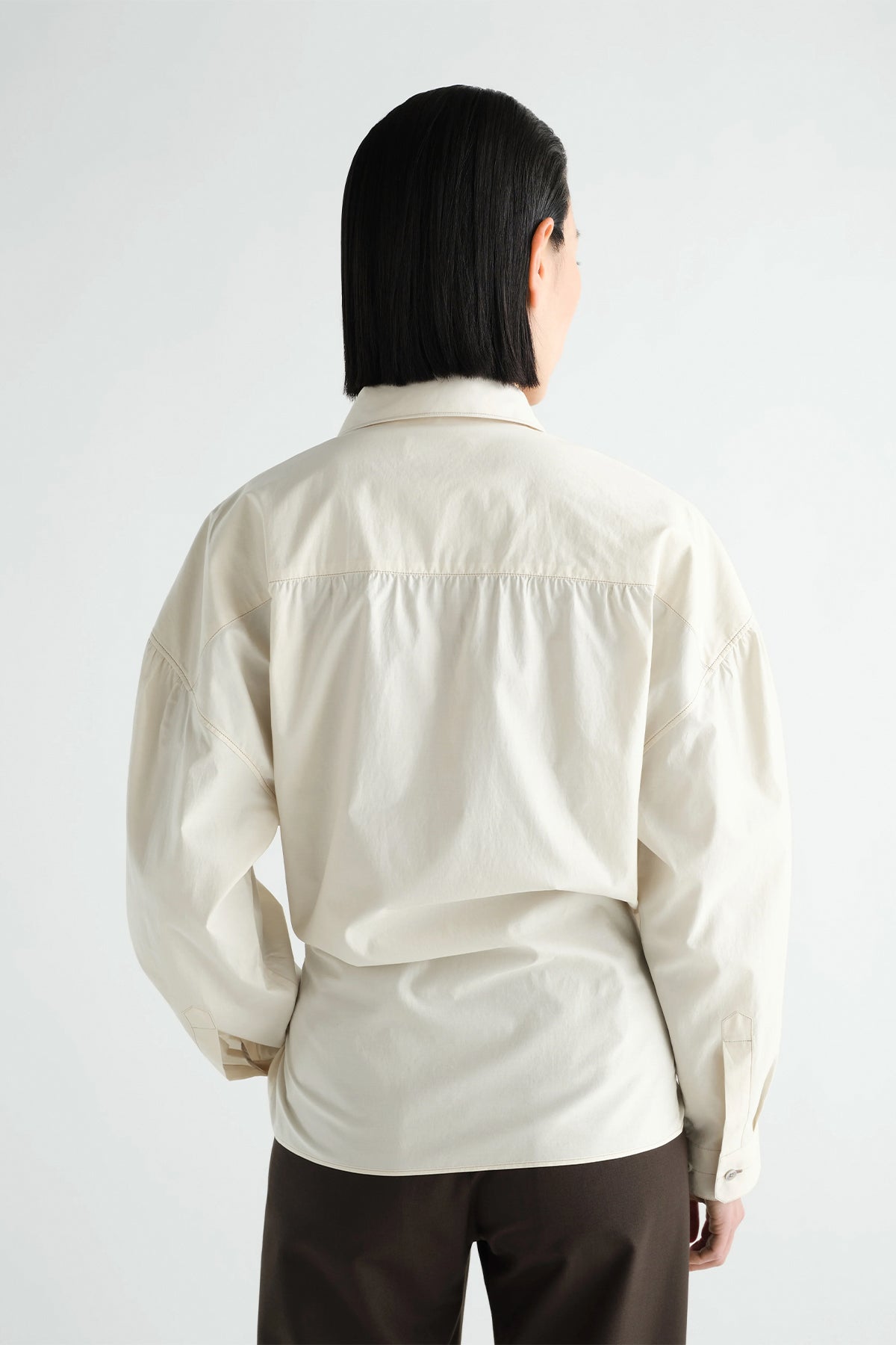 LEMAIRE ツイステッドシャツ Lemaire | Straight Collar Twisted Shirt in Washed Cotton Silk