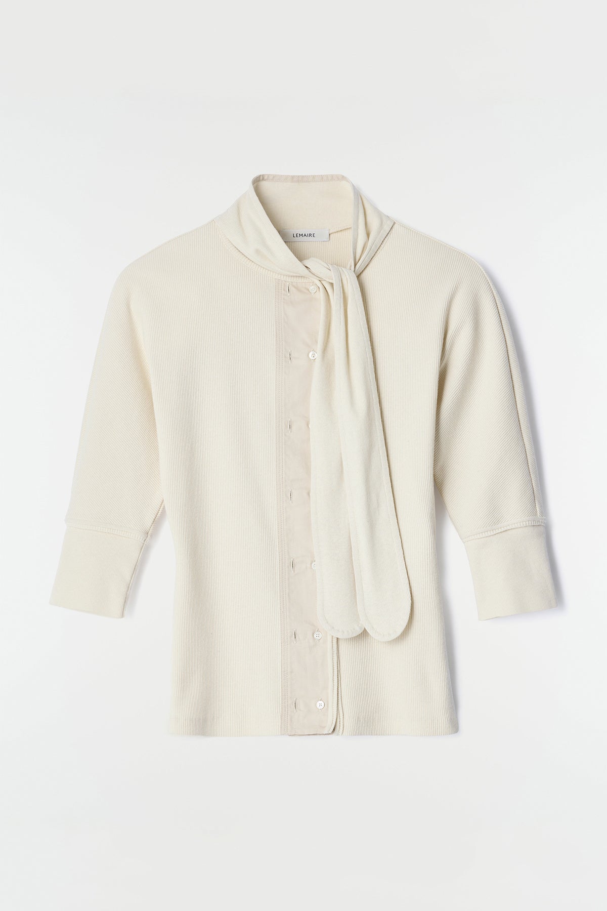 Lemaire | Ascot T-Shirt In Linen And Cotton Ribbed Jersey