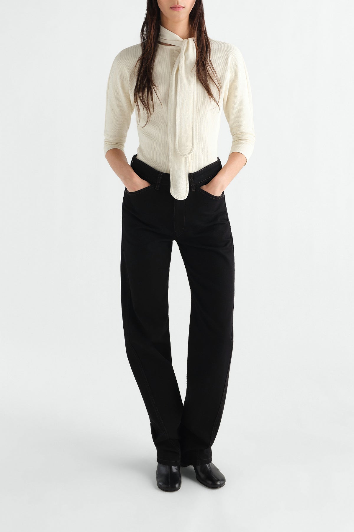 Lemaire | Ascot T-Shirt In Linen And Cotton Ribbed Jersey