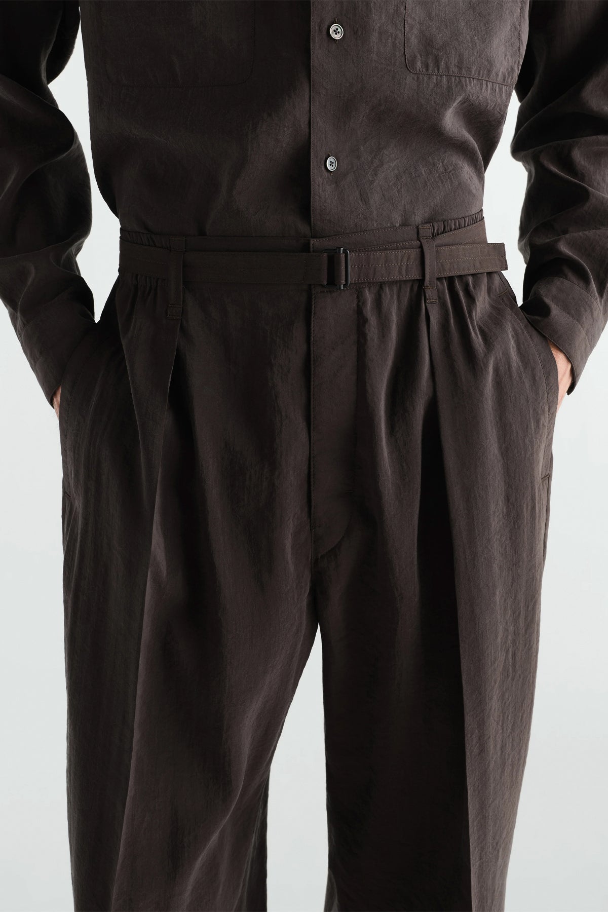 Lemaire | Belted Relaxed Pants in Dry Silk