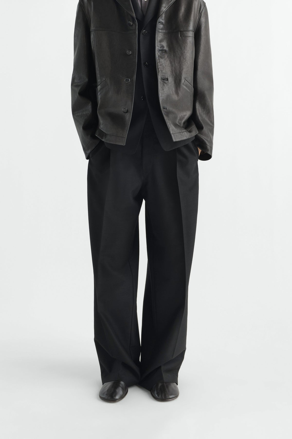 Lemaire | Leather Single Breasted Jacket in Grainy Lamb