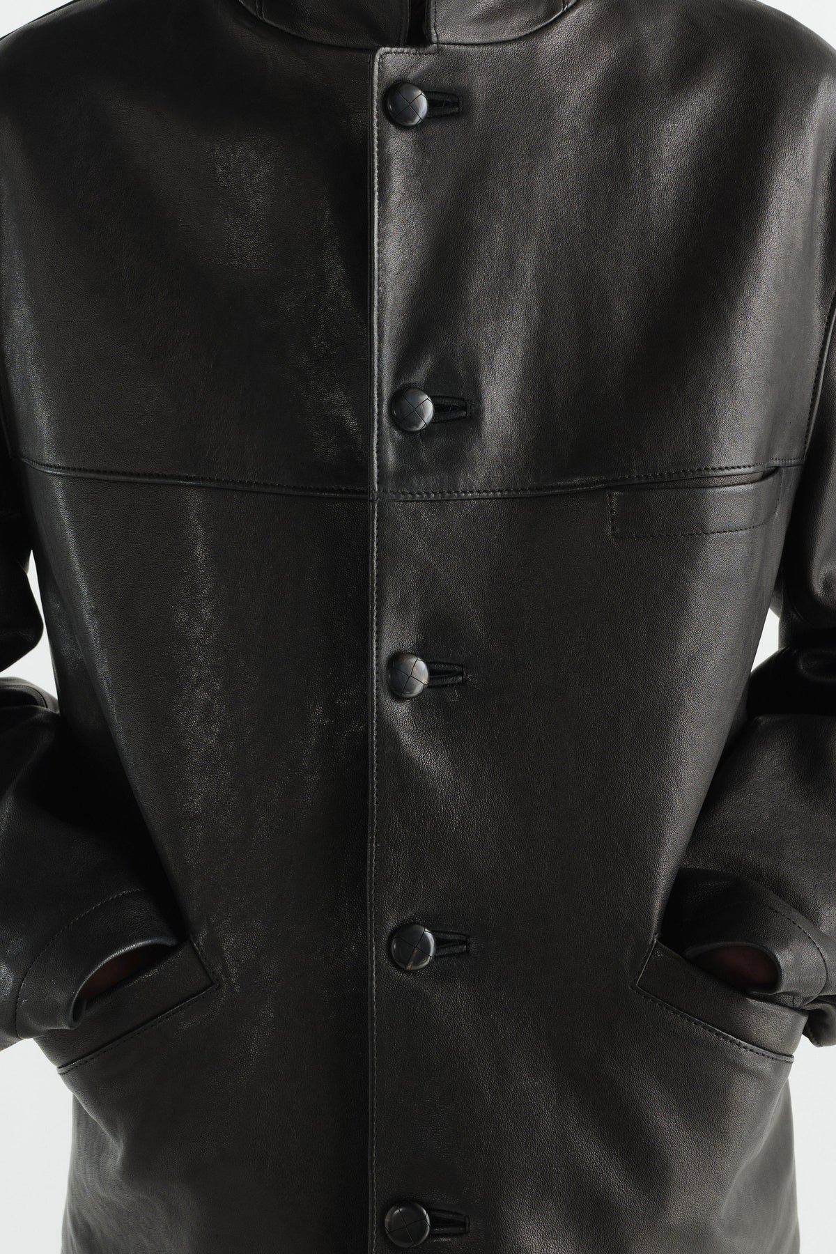 Lemaire | Leather Single Breasted Jacket in Grainy Lamb