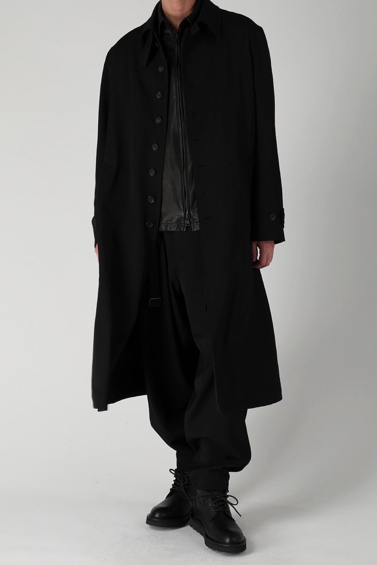 Y's | Wool Gabardine Stand Collar Coat