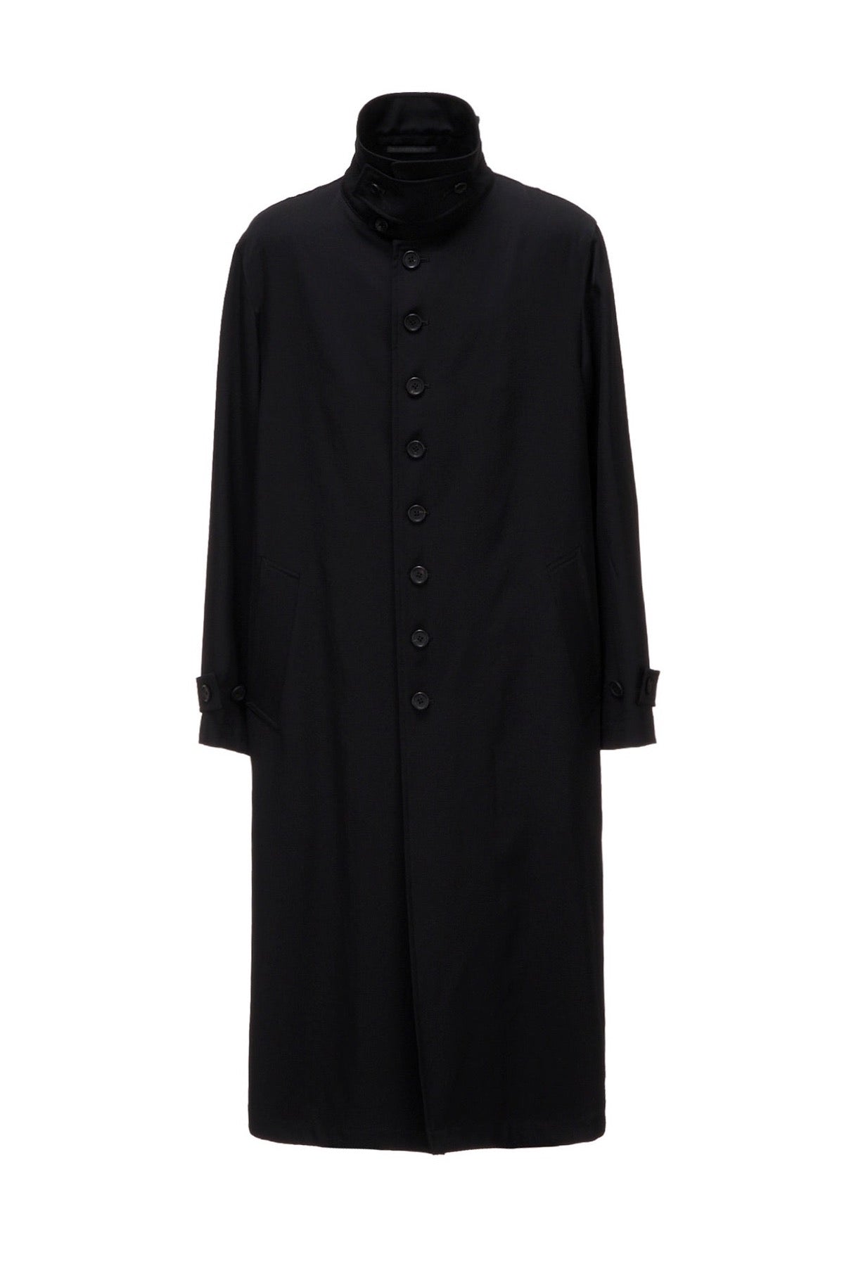 Y's | Wool Gabardine Stand Collar Coat