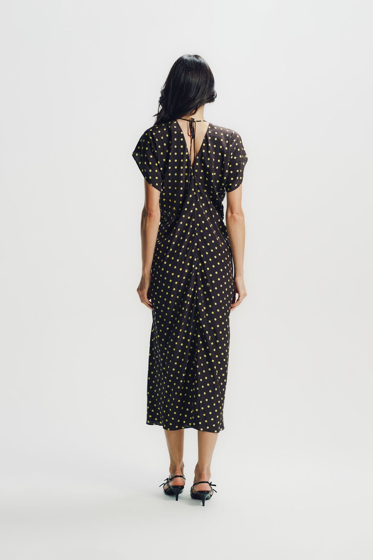 Marni | Brown Crêpe De Chine Dress With Polka Rhythm Print