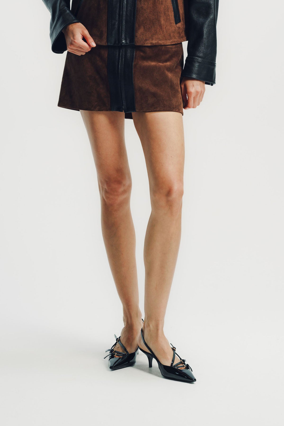 Marni | Brown Crust Leather Mini Skirt With ZIP Front