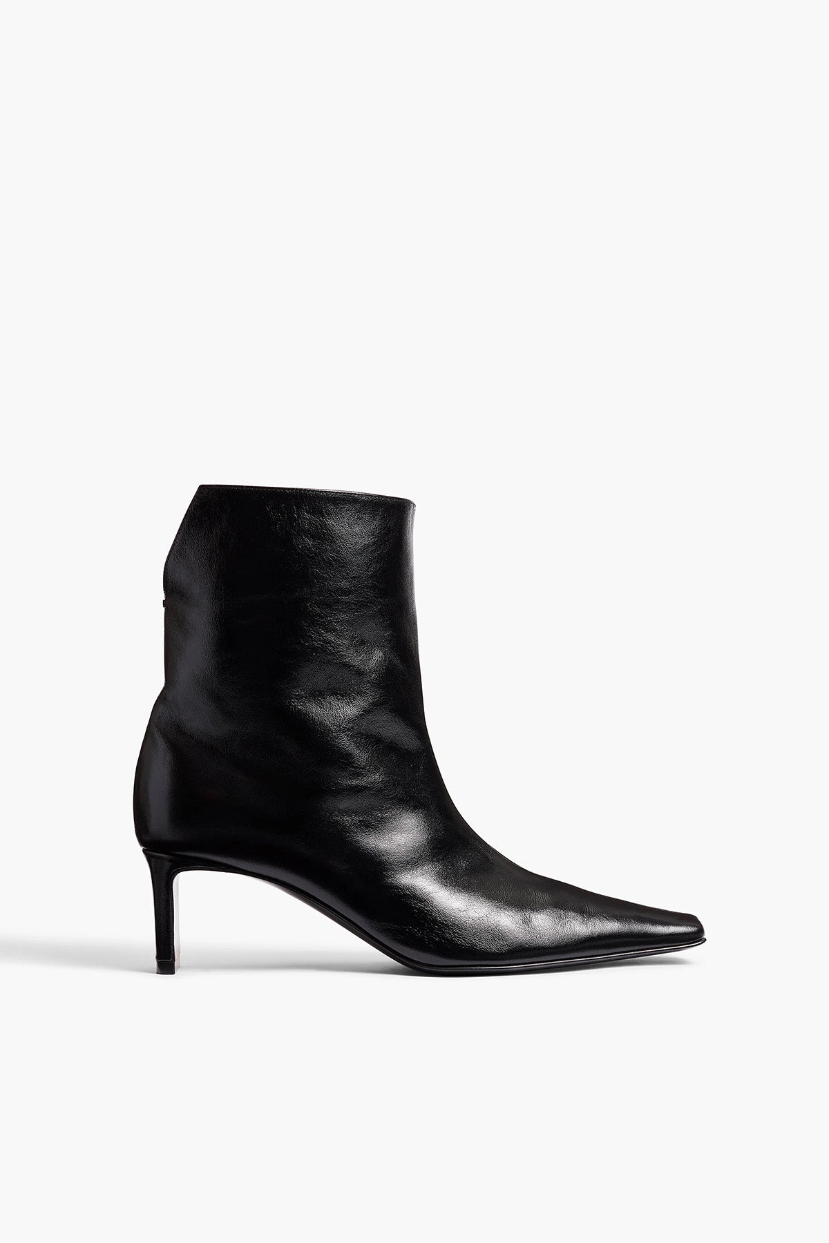 Khaite | Ona Ankle Boot in Black Glazed Leather