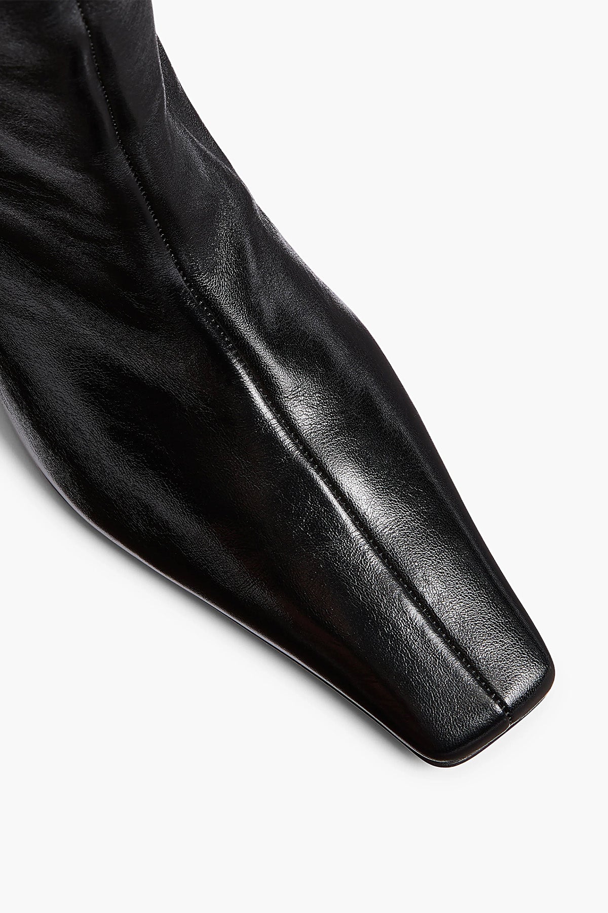Khaite | Ona Ankle Boot in Black Glazed Leather