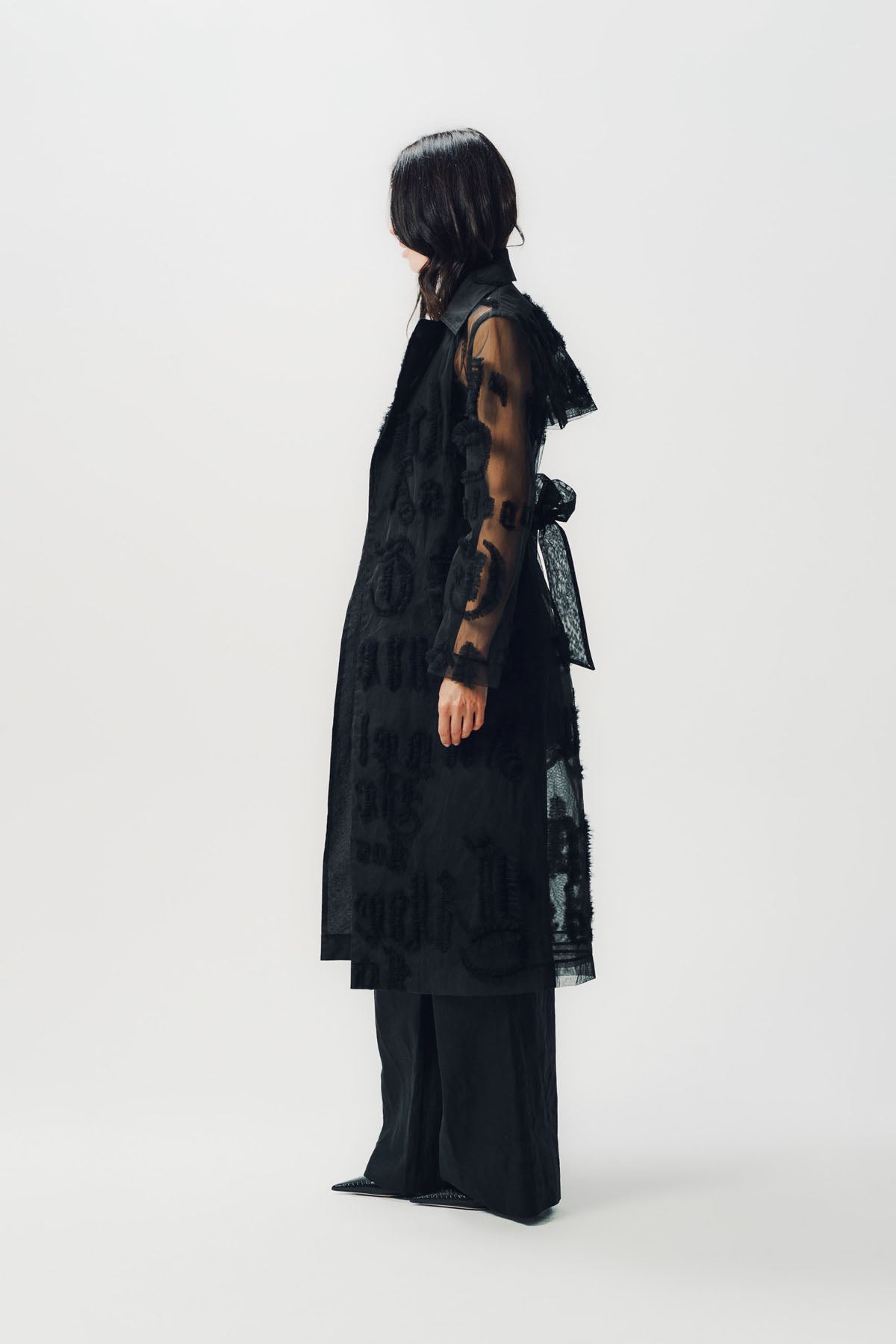 Libertine | 'Gothic Tulle' Embellished Long Trench Coat