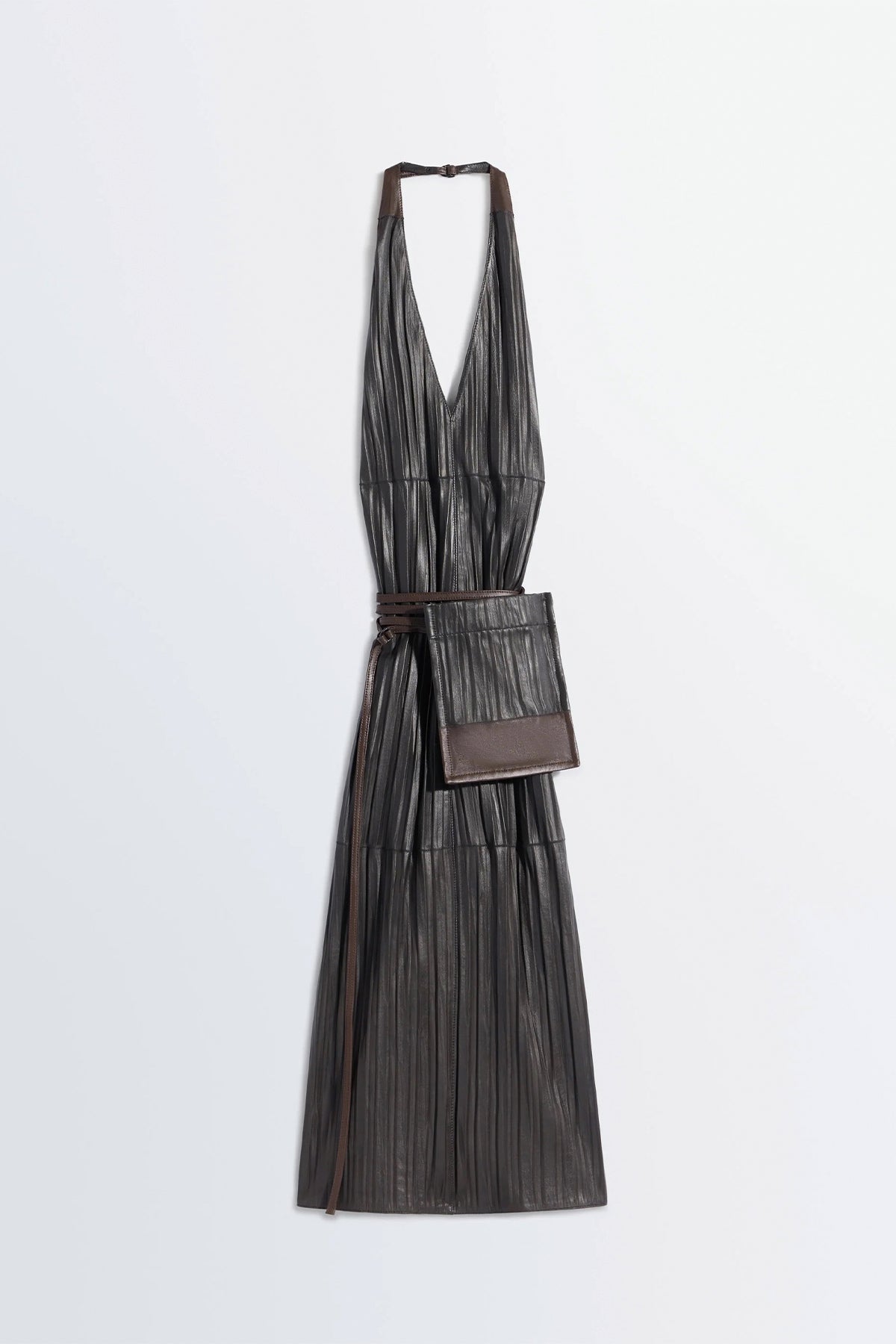 LEMAIRE | LEATHER APRON DRESS IN CRINKLE LAMB LEATHER