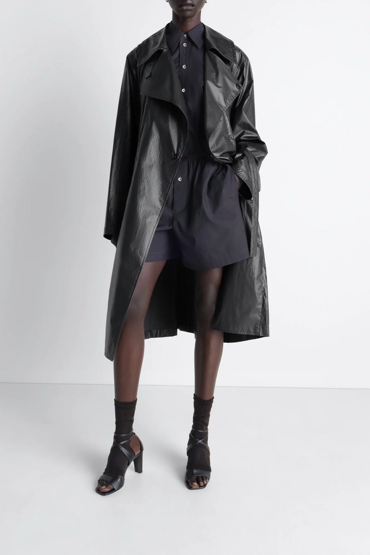 LEMAIRE | LIGHT WRAP COAT IN LIGHT COATED COTTON