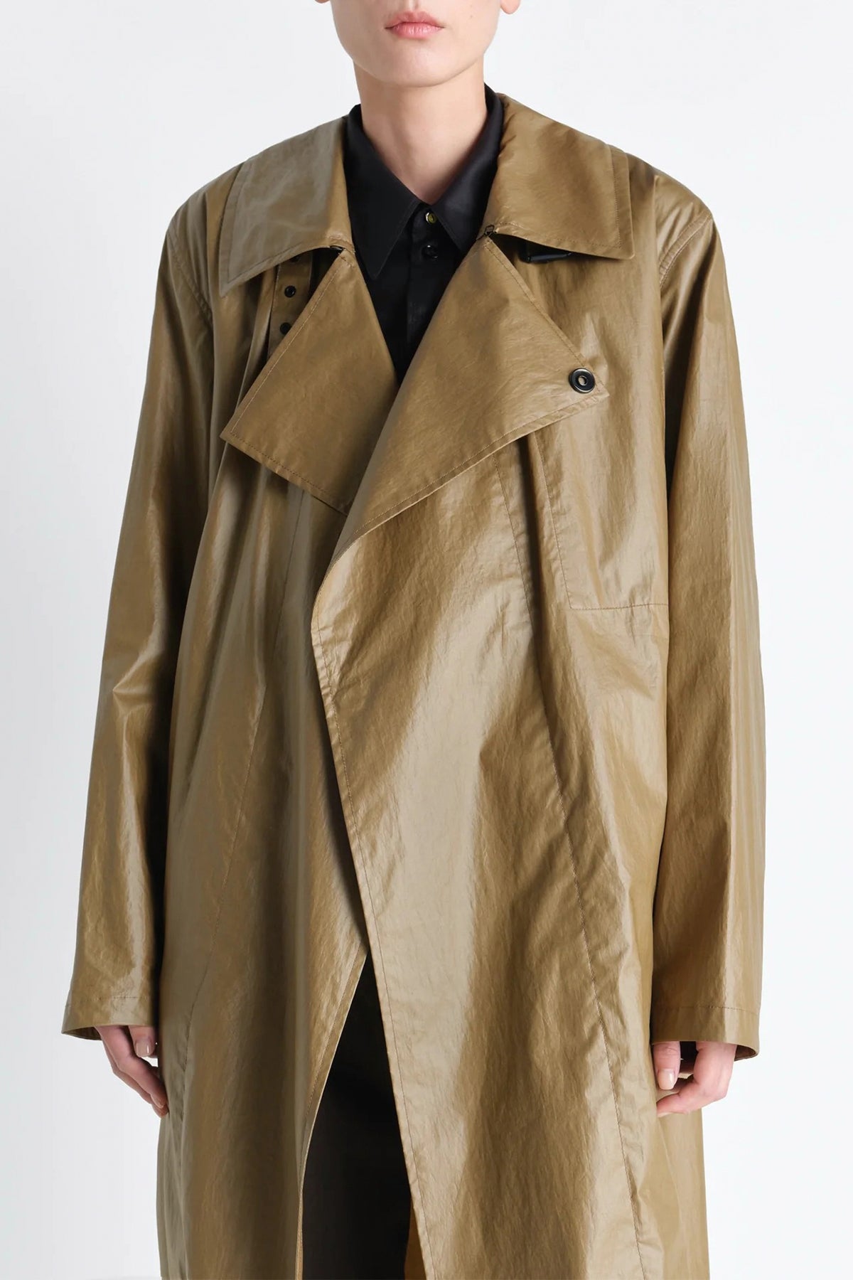 LEMAIRE | LIGHT WRAP COAT IN LIGHT COATED COTTON