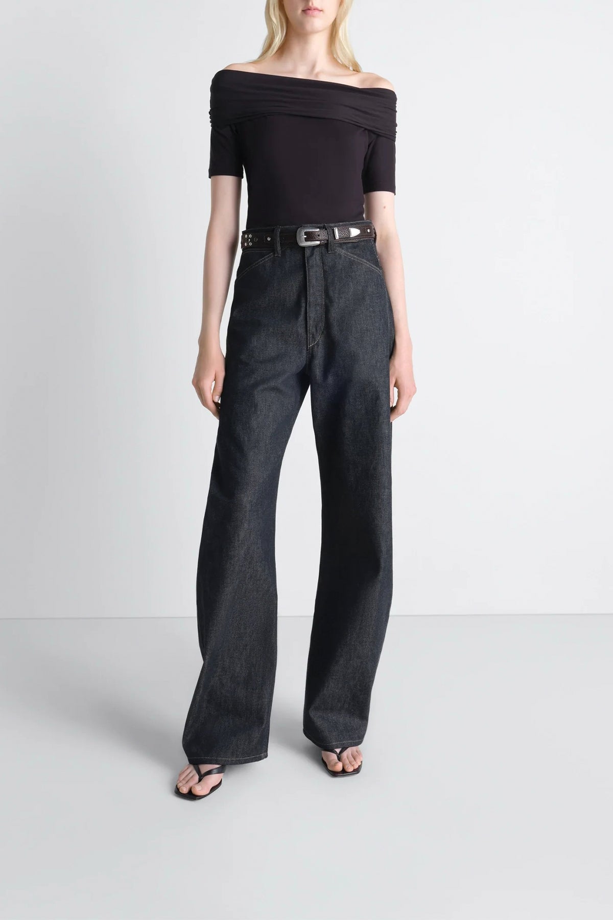LEMAIRE | HIGH WAISTED CURVED PANTS IN DENIM