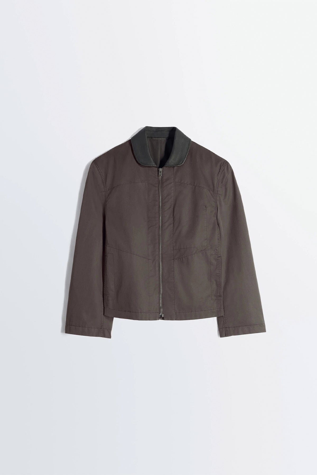 LEMAIRE | MEN'S LEATHER COLLAR BLOUSON IN COTTON TWILL