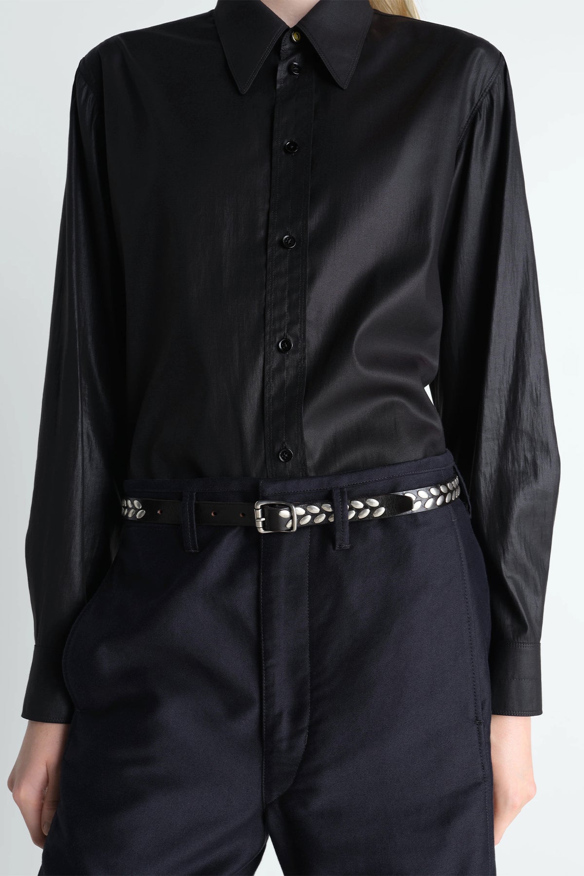 LEMAIRE | ALMOND STUD BELT 20 MM IN LEATHER