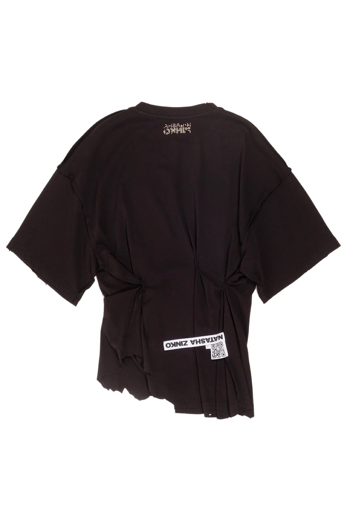 Natasha Zinko | Rhinestones Embellished Draped Cotton T-shirt