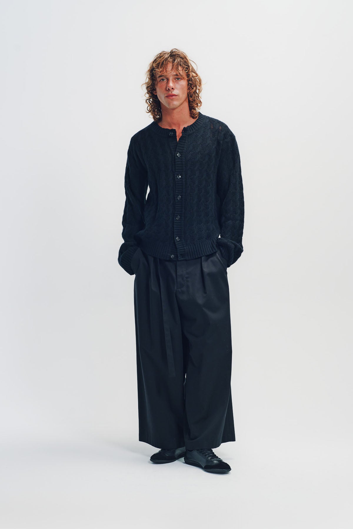 ANN DEMEULEMEESTER | Jeff Cable Knit Ladder Stitch Cardigan