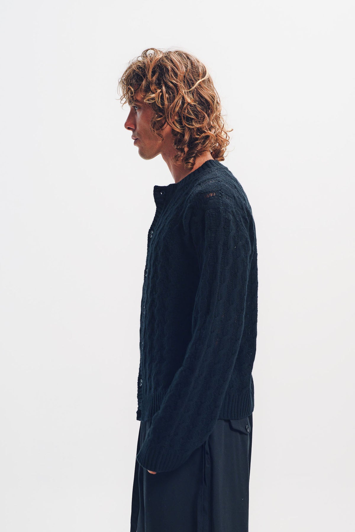 ANN DEMEULEMEESTER | Jeff Cable Knit Ladder Stitch Cardigan