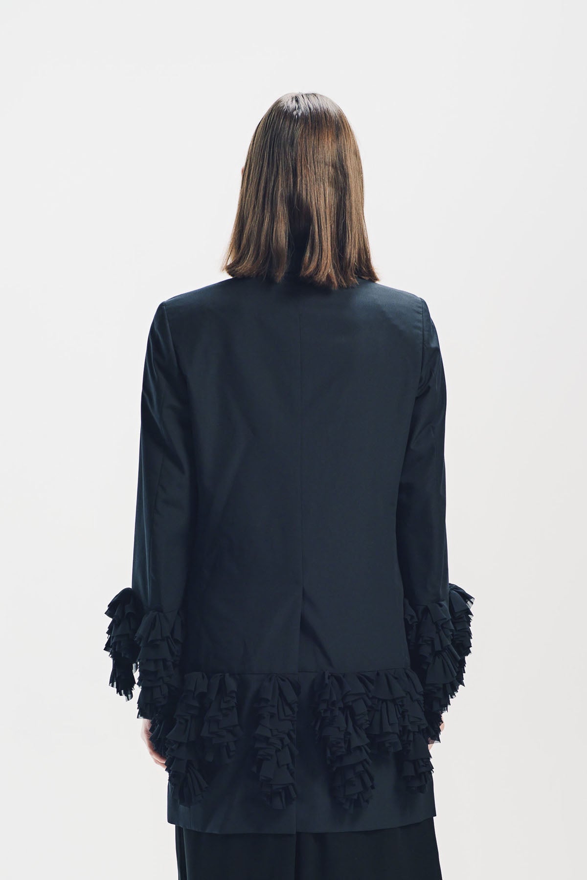 Comme Des Garcons | Ruffled Trim Long Blazer