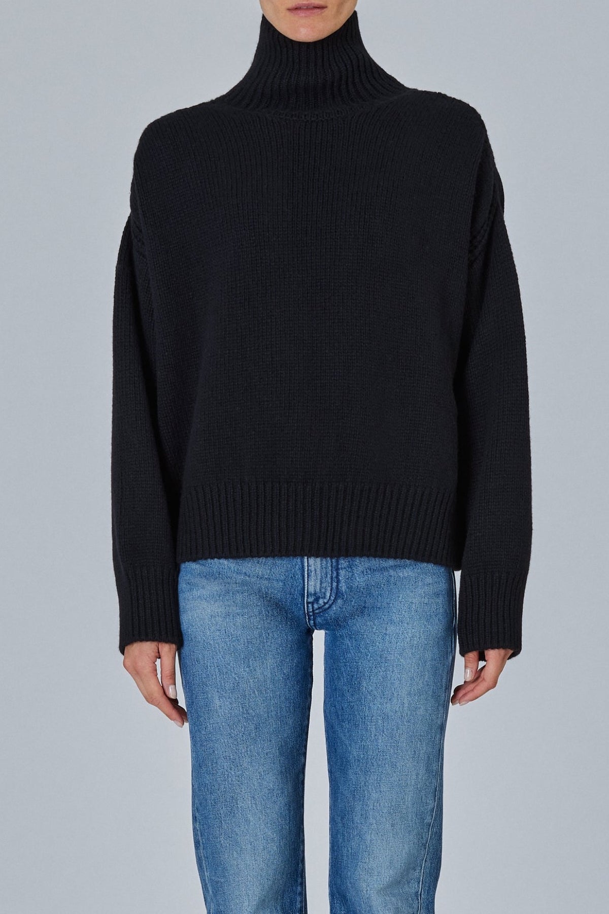 Sasuphi | Raglan High Neck Sweater With Back Slit