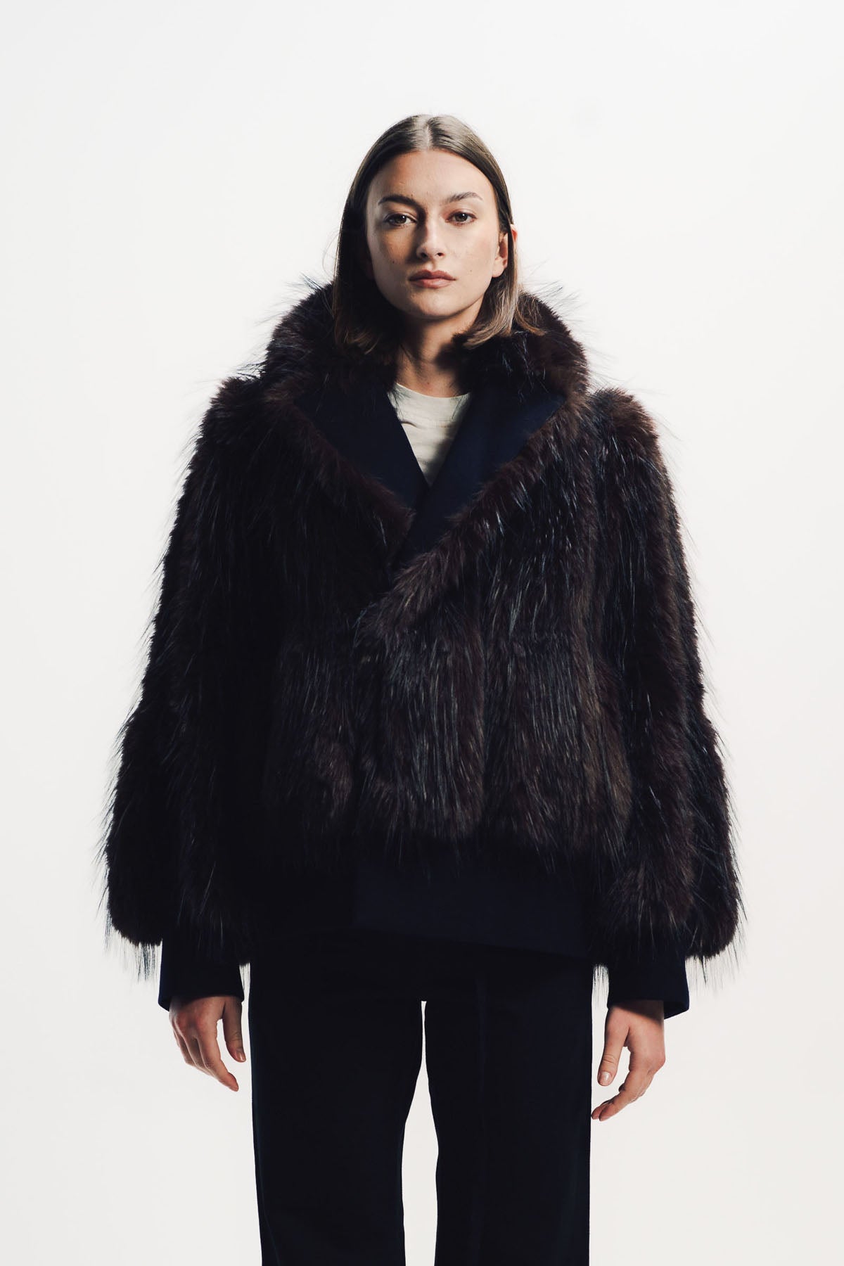 Sacai | Melton Faux Fur Jacket