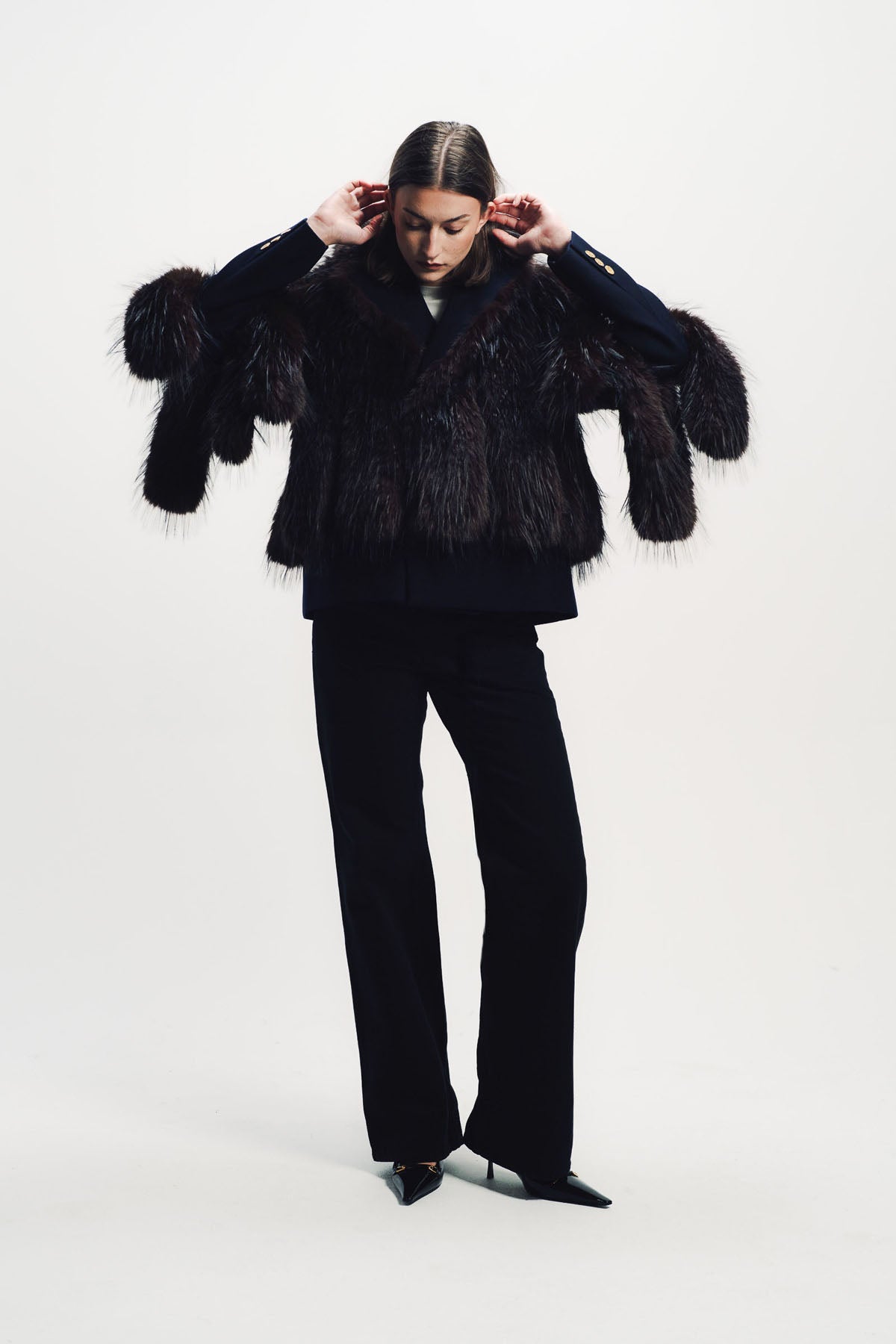 Sacai | Melton Faux Fur Jacket