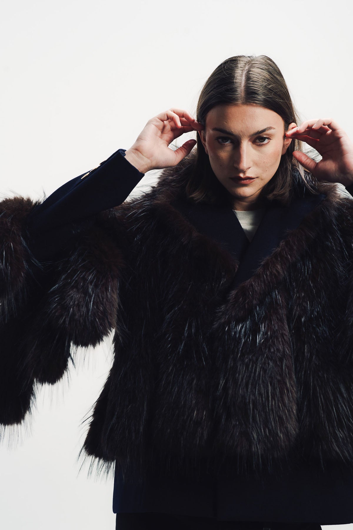 Sacai | Melton Faux Fur Jacket