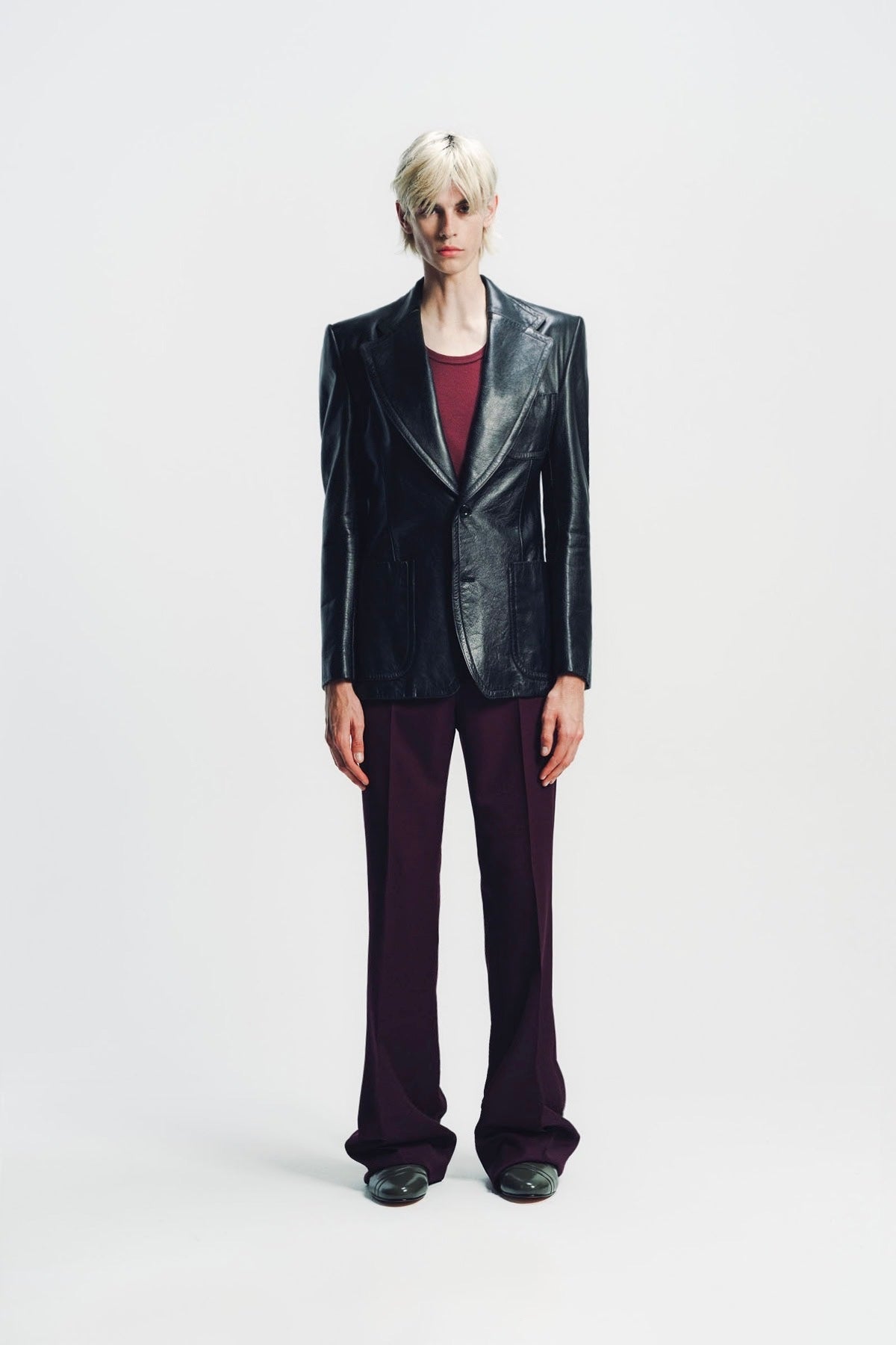 Kyosuke Kunimoto | Bordeaux Flat Front Flare Pants