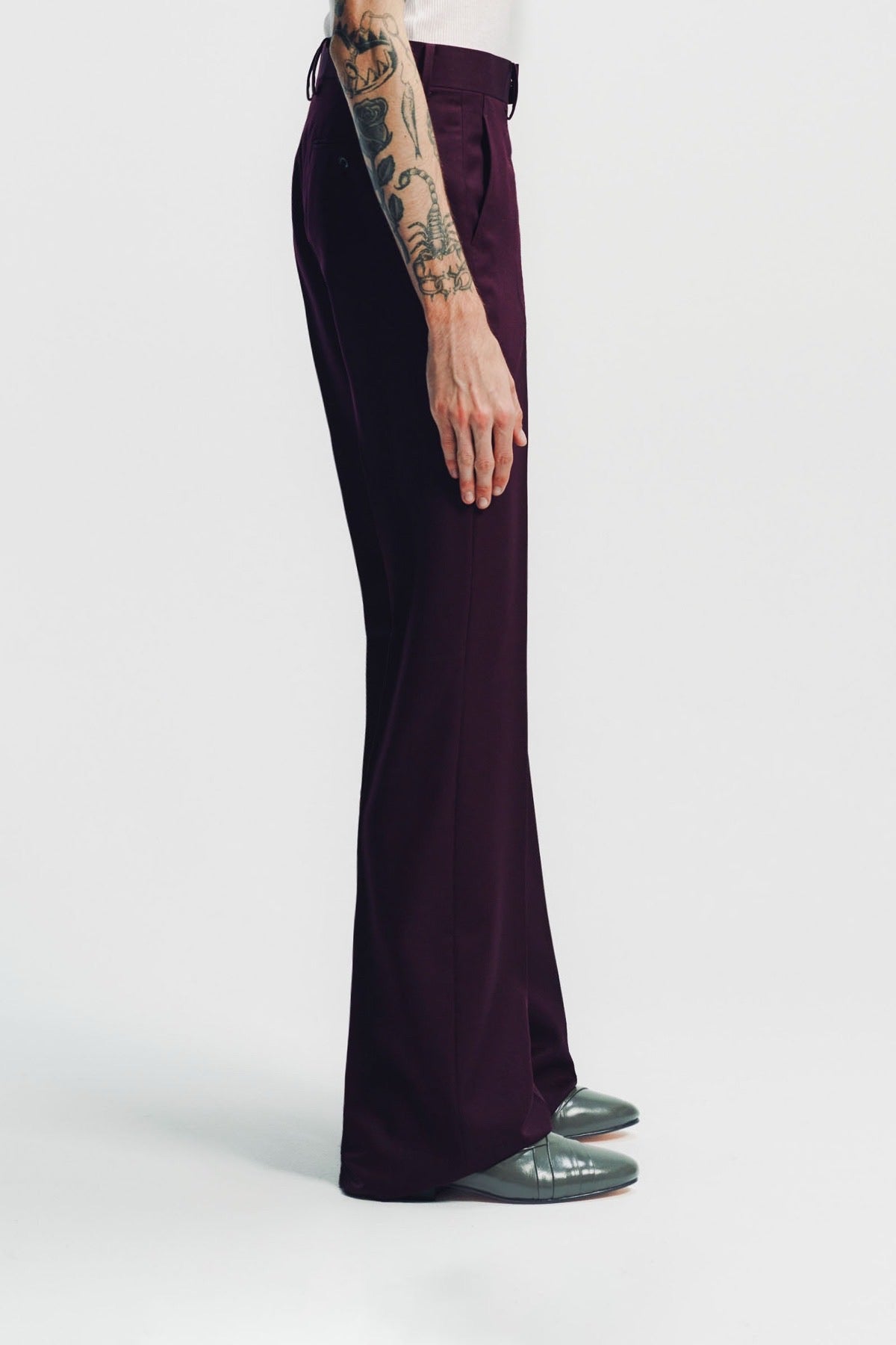 Kyosuke Kunimoto | Bordeaux Flat Front Flare Pants