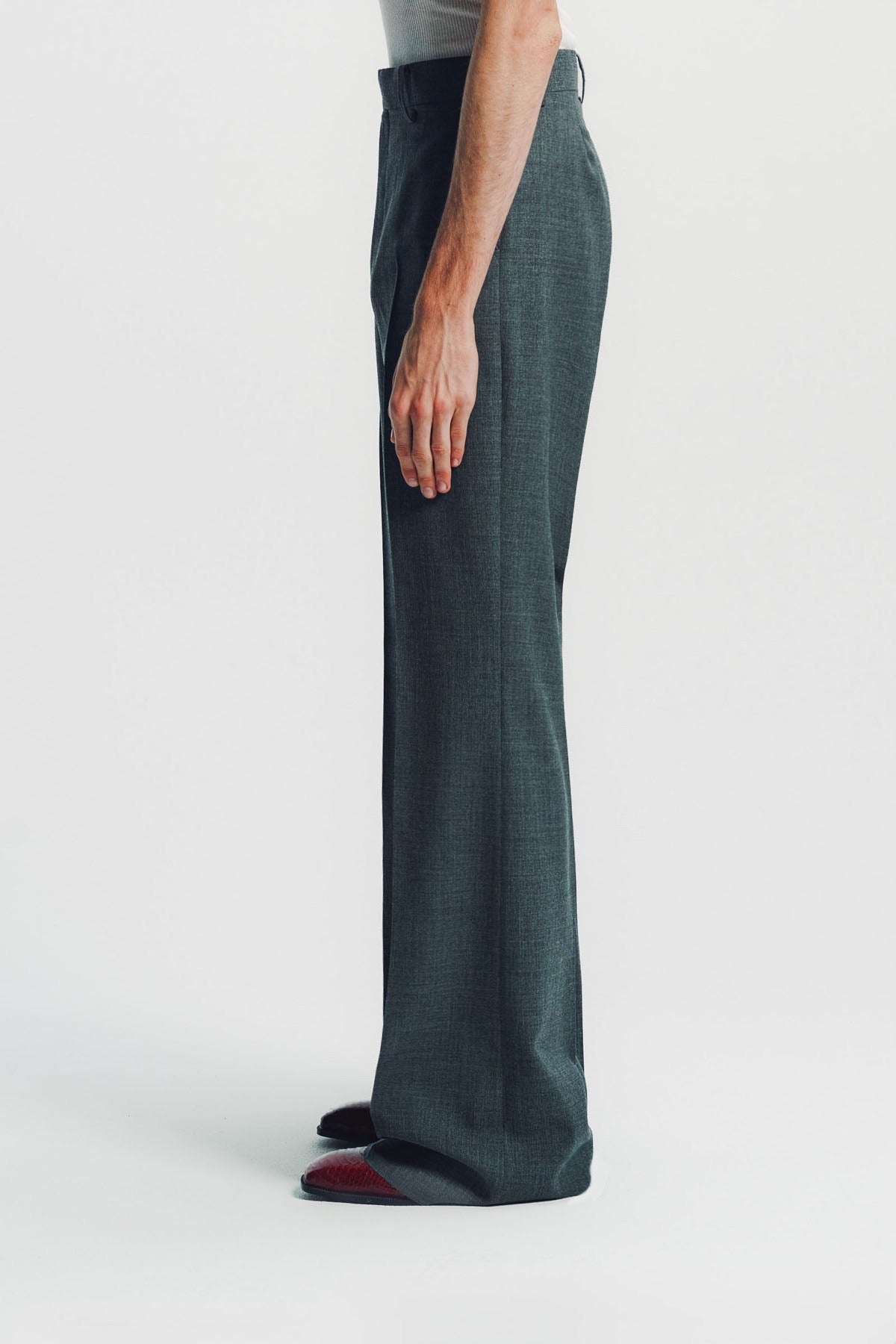 Kyosuke Kunimoto | Grey Flat Front Flare Pants