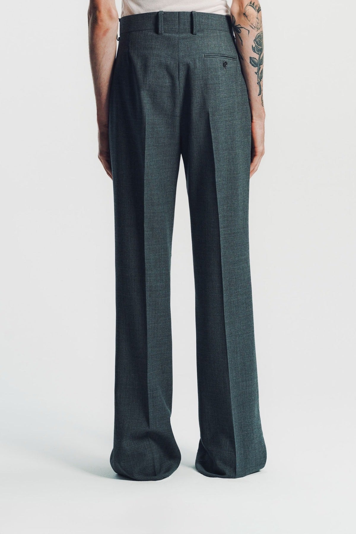 Kyosuke Kunimoto | Grey Flat Front Flare Pants