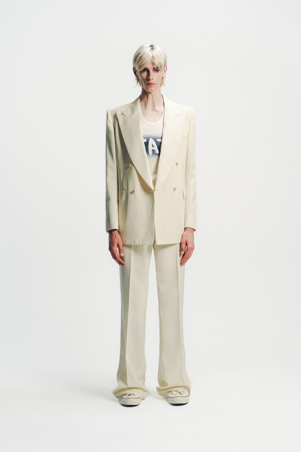 Kyosuke Kunimoto | Ivory Flat Front Flare Pants