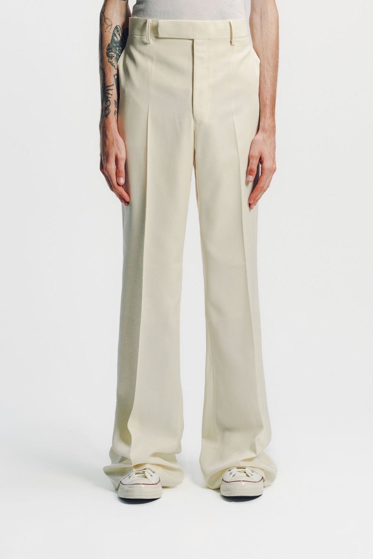 Kyosuke Kunimoto | Ivory Flat Front Flare Pants