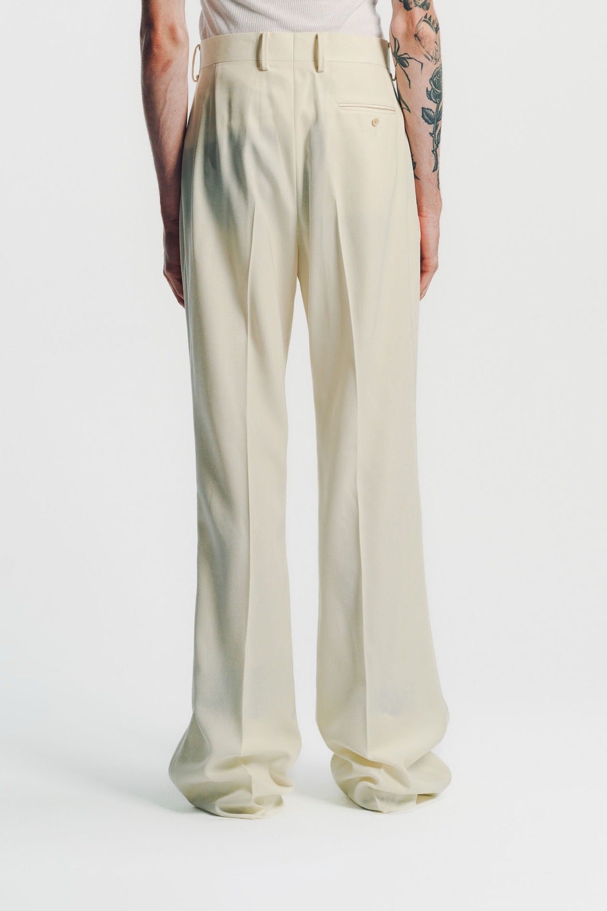 Kyosuke Kunimoto | Ivory Flat Front Flare Pants