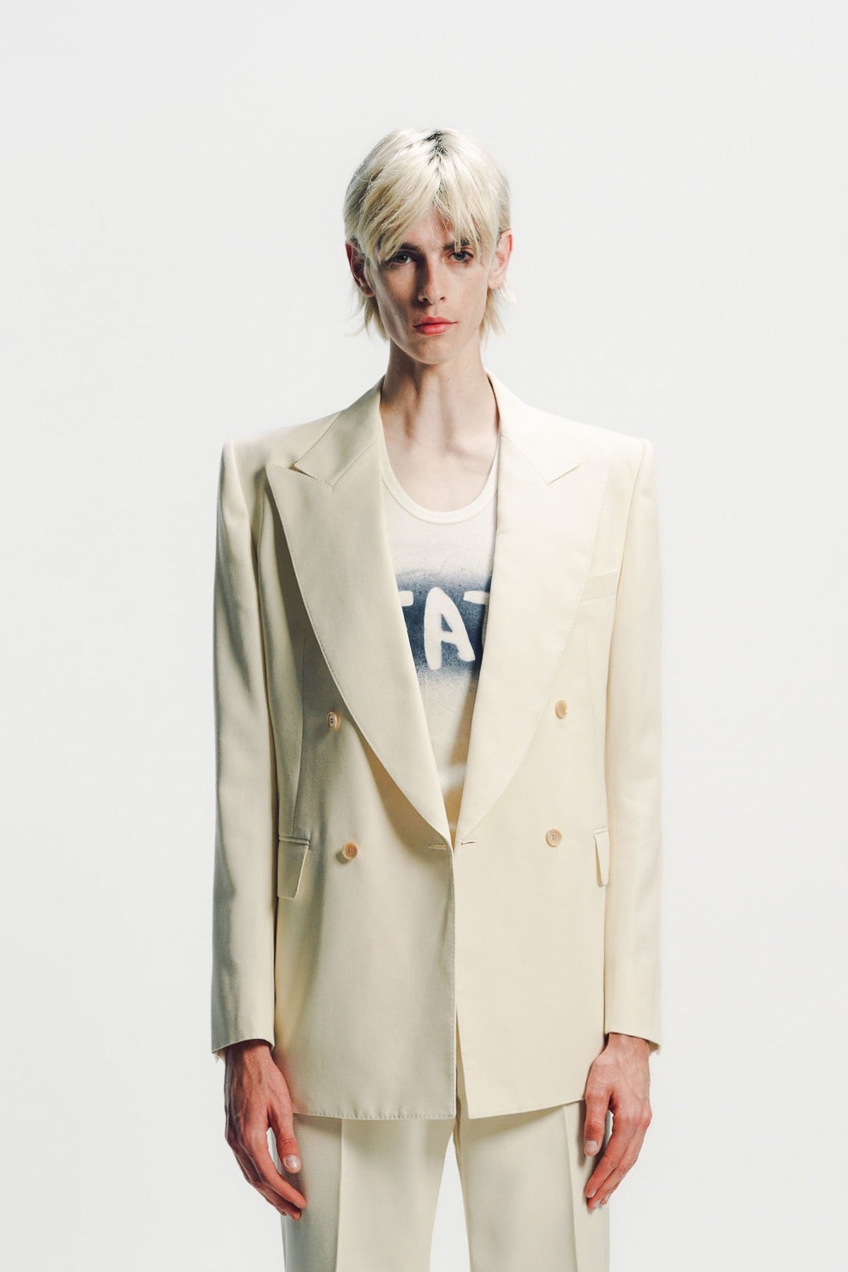 Kyosuke Kunimoto | Ivory Double Breasted Peak Lapel Jacket