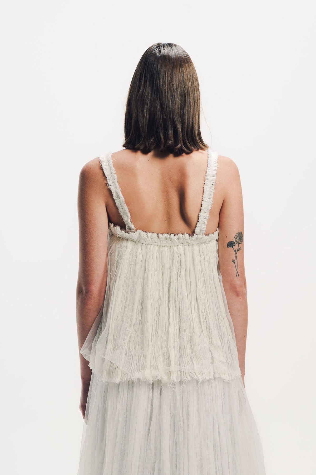 Caroline Hu | Flower Embroidered Pleated Top