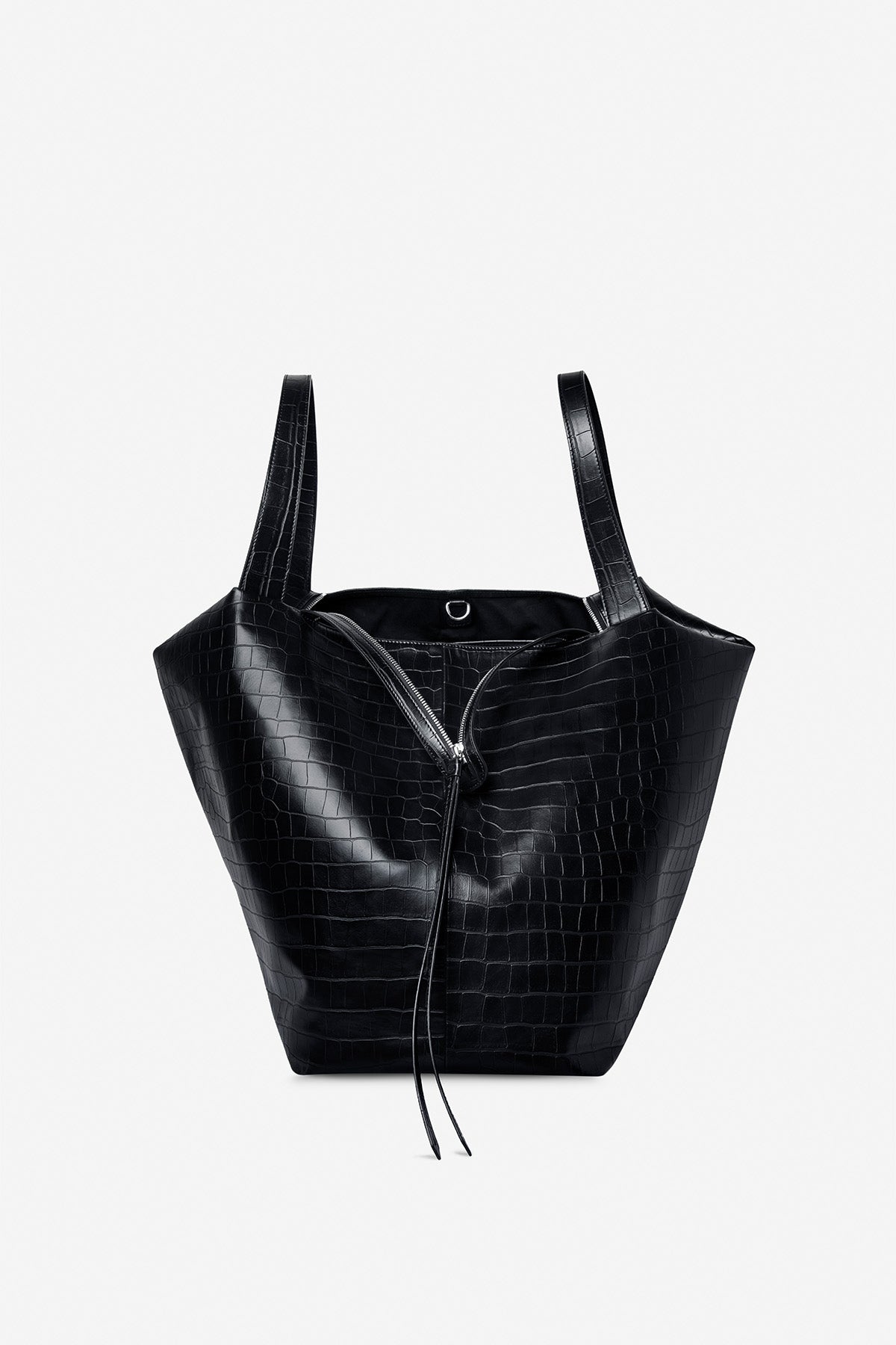 LA MAMA | LM1 Black Matte Croc-Embossed Bag