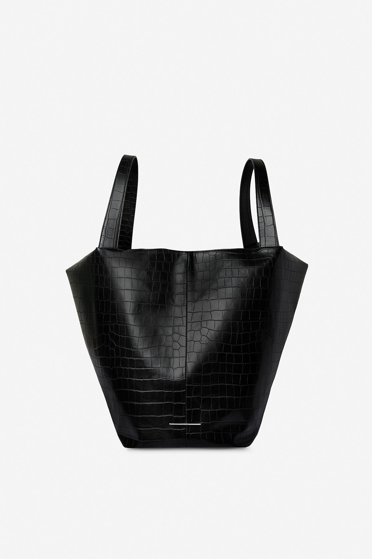 LA MAMA | LM1 Black Matte Croc-Embossed Bag
