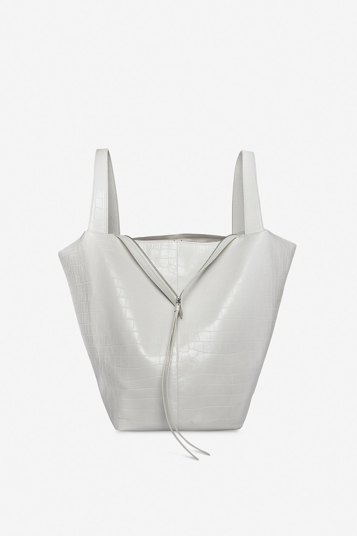 LA MAMA | LM1 White Chalk Croc-Embossed Bag