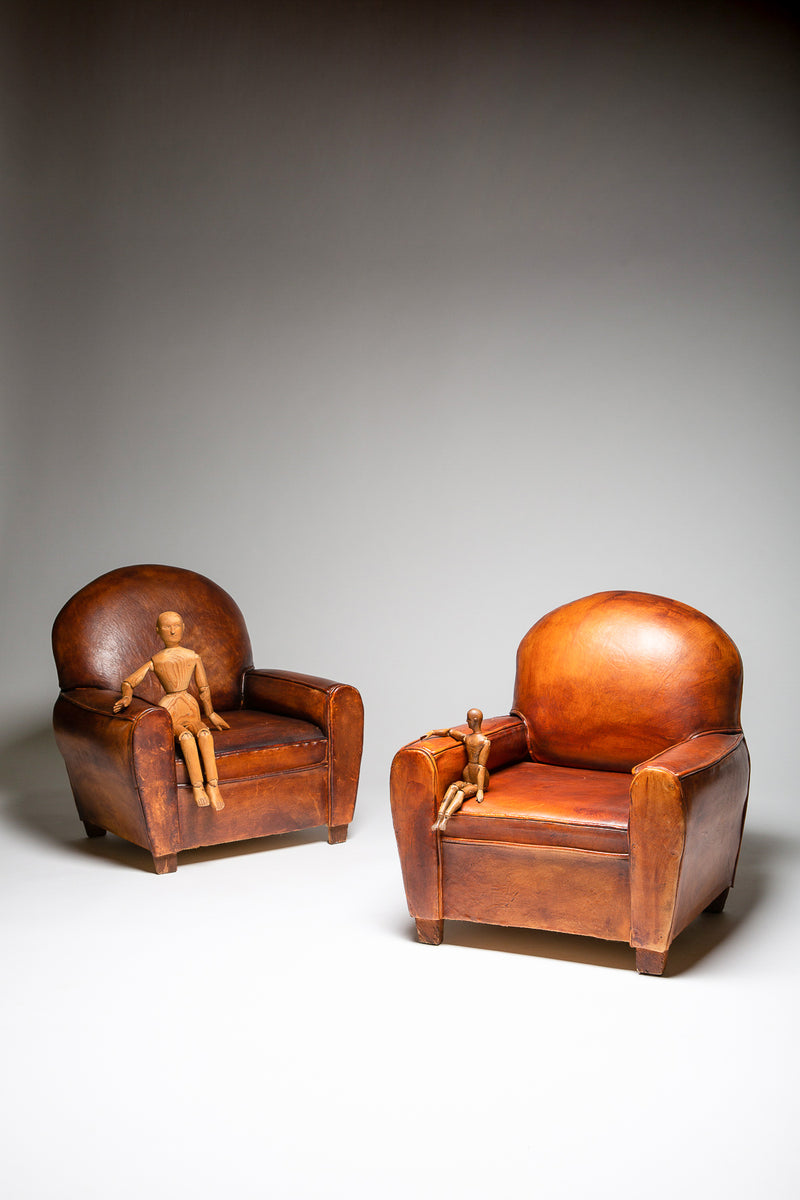 MAXFIELD PRIVATE COLLECTION | SET OF 2 CHILD LEATHER CHAIRS