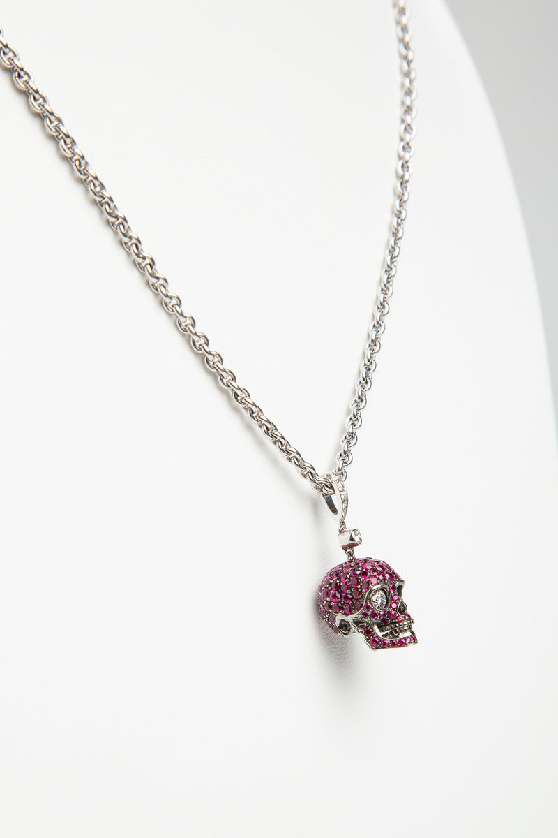 MAXFIELD PRIVATE COLLECTION | RUBY SKULL PENDANT NECKLACE