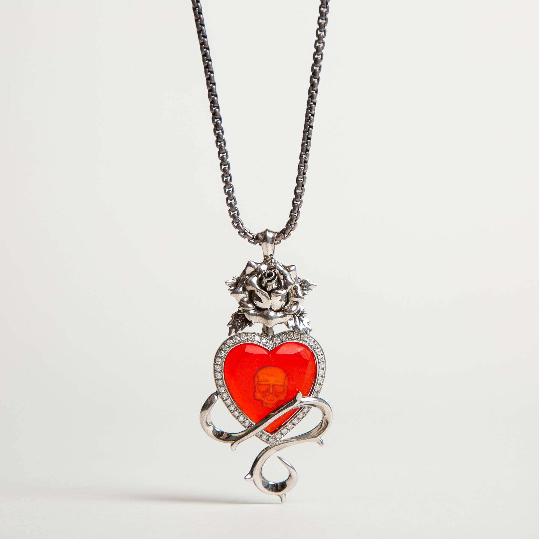 STEPHEN WEBSTER | GARNET DIAMOND HEART PENDANT - MAXFIELD LA
